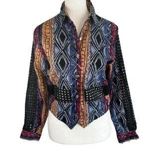 vintage ROUGHRIDER BY CIRCLE T Women’s Cropped Western Button Up Shirt - Size M